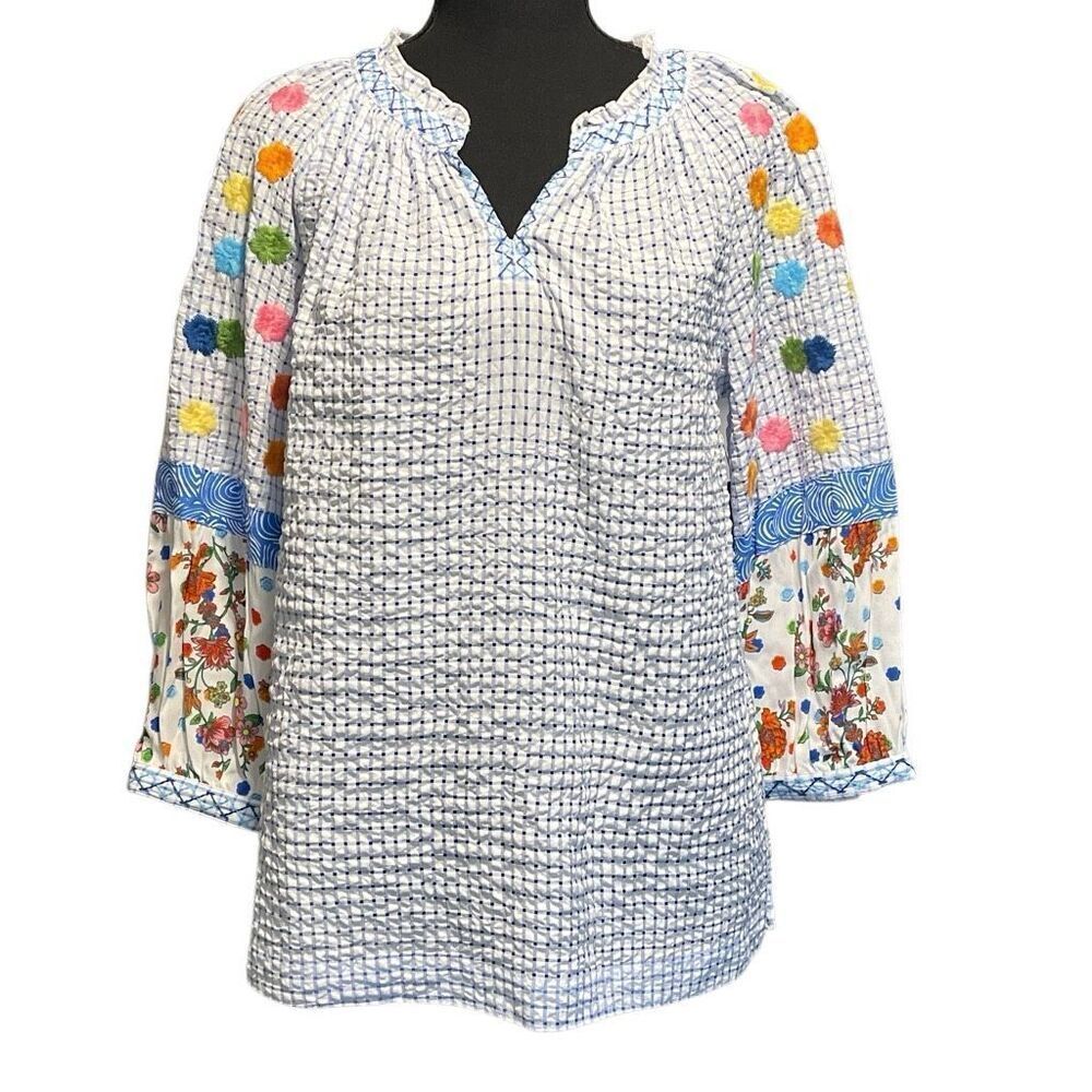 John Mark “Spring Fling” Embroidered 3/4 Sleeve Blouse/Top